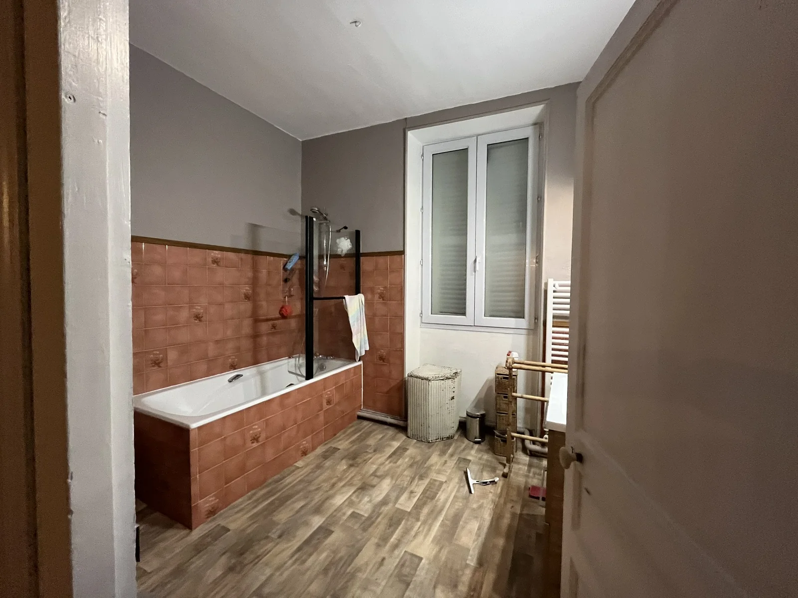 Upstairs bathroom with bath and shower